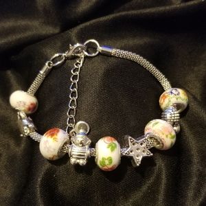 Flower Beaded  Charm Bracelet
